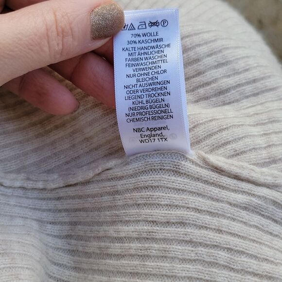 Cynthia Rowley wool cashmere open ribbed cardigan shawl color cream classic sz M - Picture 9 of 11